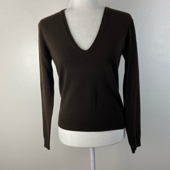 Ralph Lauren Black Label Sweaters - Ralph Lauren Black Label 100% Cashmere Chocolate Brown V-Neck Sweater Medium
